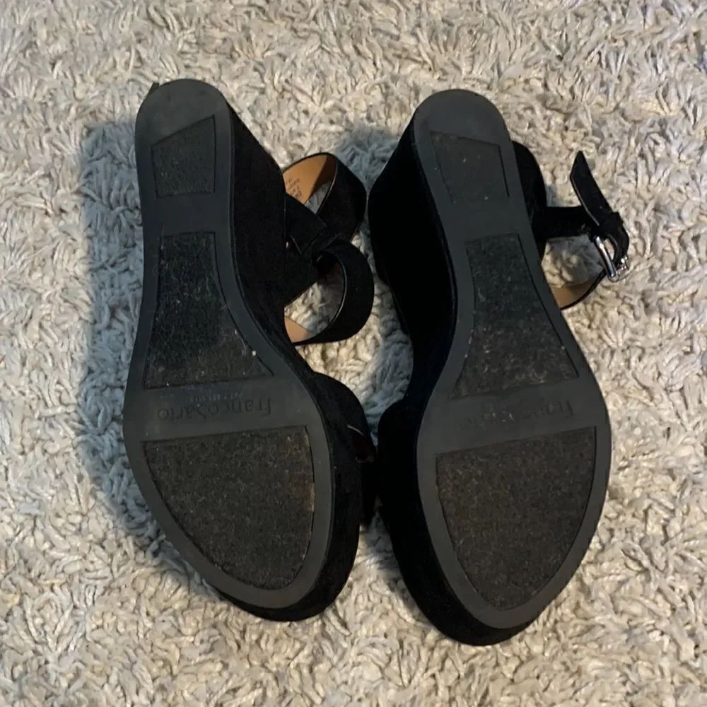 Franco Sarto GUC black suede like open toe platform sandals Size 6 - Picture 6 of 8